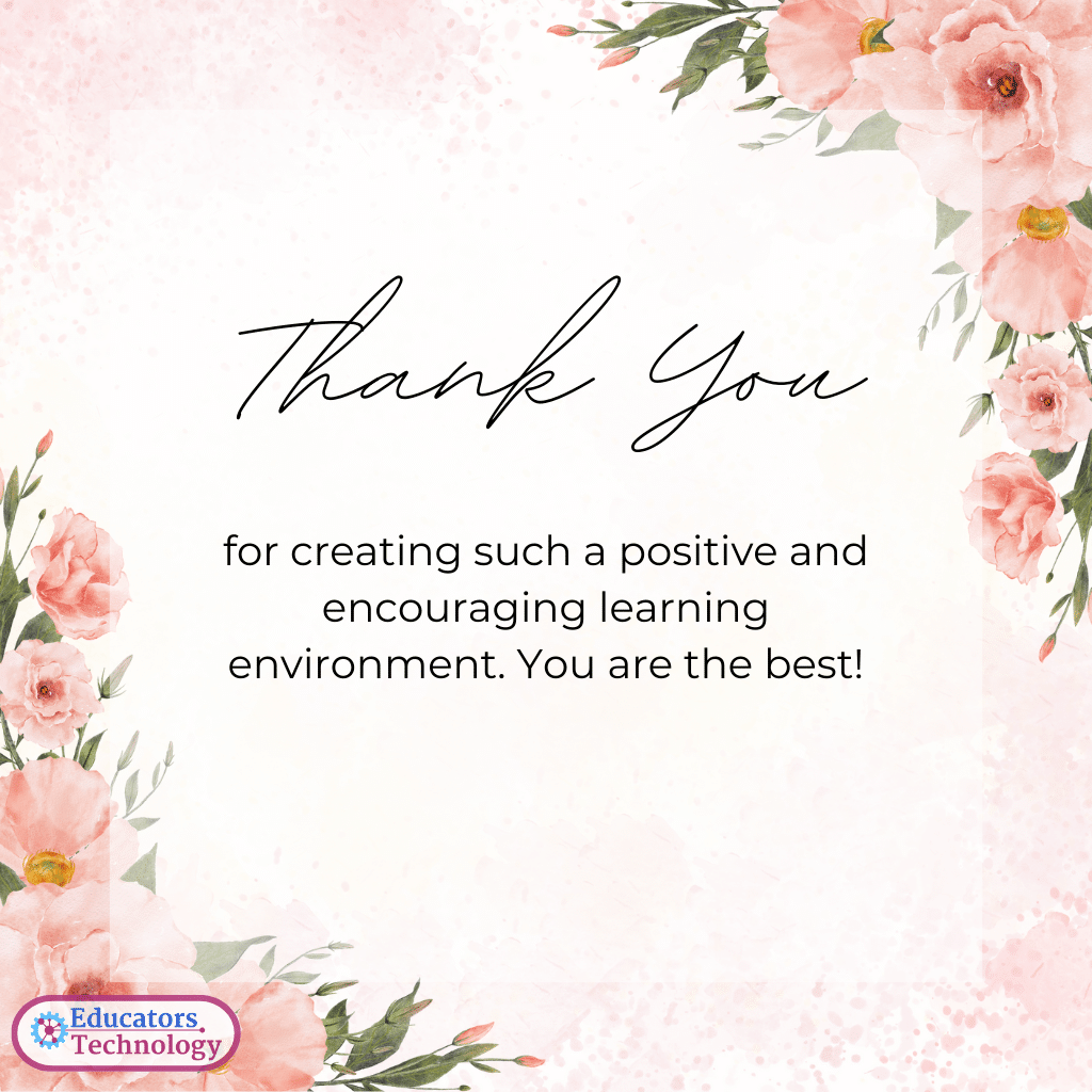 Thank You Notes to Teachers